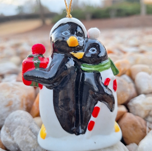 Penguin Christmas Ornaments Miniature Bell Hand and Blown Glass Set of 2 Vintage - Picture 14 of 15